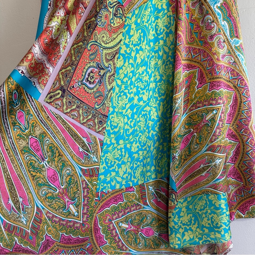 Vintage Silk Boho Colorful Paisley Women's Skirt Patchwork - Picture 4 of 10